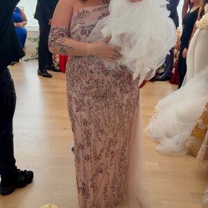 Elegant One-Shoulder Embellished Evening Gown